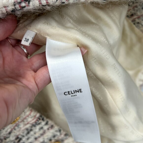$3950 Celine Ivory Multi Wool Collarless Jacket size FR 38/6 - Picture 8 of 9